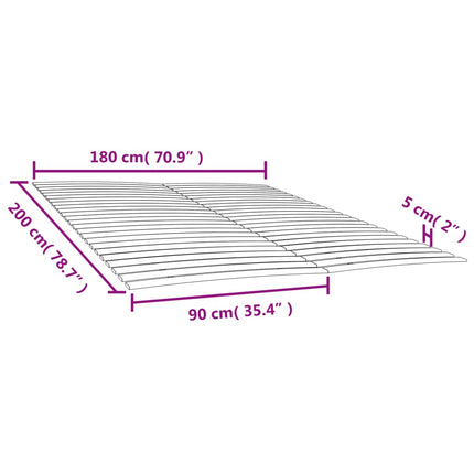 sengelameller med 48 lameller 2 stk. 90x200 cm