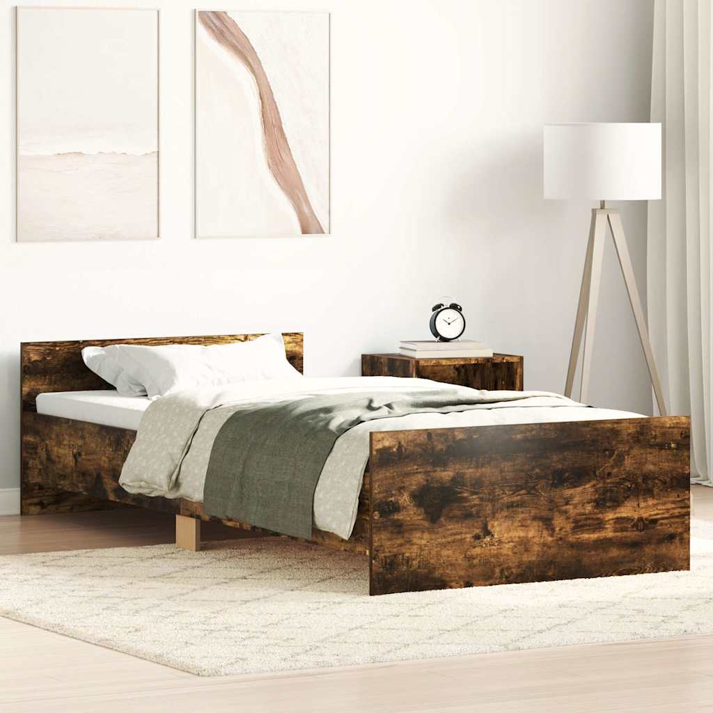 sengeramme 90x190 cm uden madras konstrueret træ røget eg