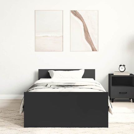 sengeramme 75x190 cm konstrueret træ sort