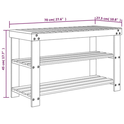 skostativ med 3 hylder 70x27,5x45 cm bambus