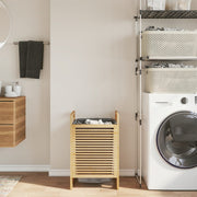 vasketøjskurv med grå pose 32x30x36,5 cm bambus