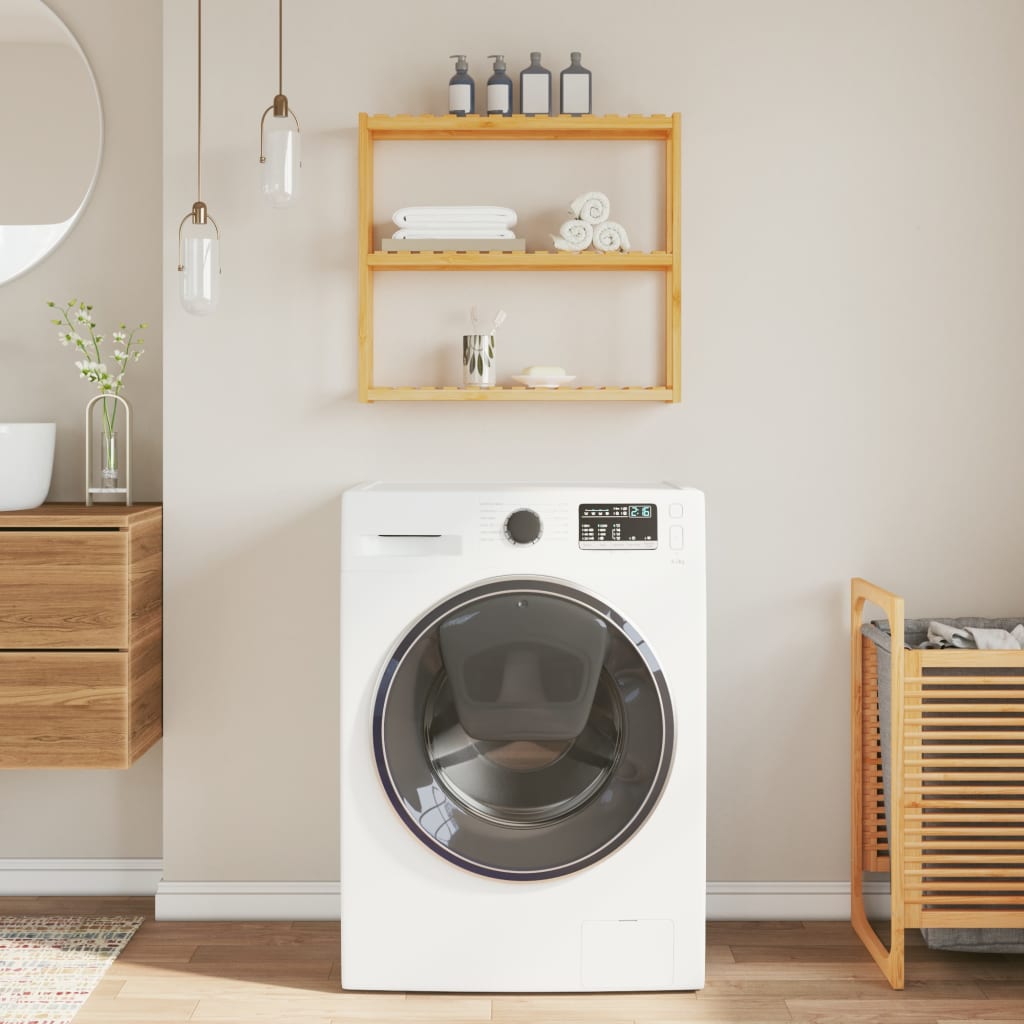 væghylde til badeværelse 3 hylder 60x15x54 cm bambus