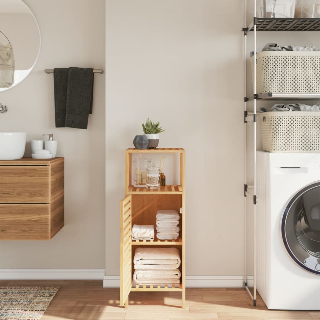 badeværelsesskab med hylde 36x33x87 cm bambus