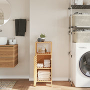 badeværelsesskab med hylde 36x33x87 cm bambus