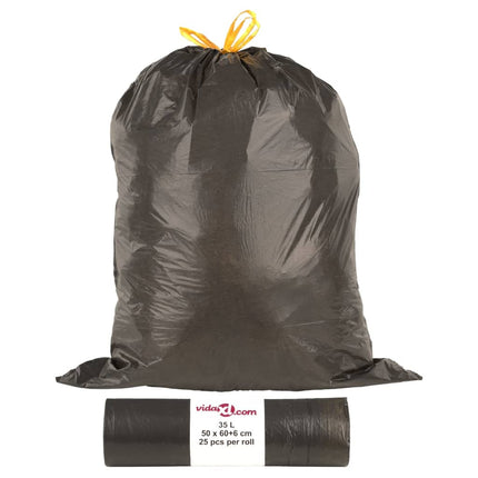 affaldsposer med lukkesnor 250 stk. 35 l sort