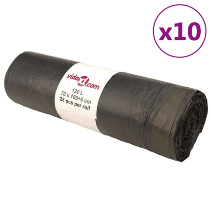 affaldsposer med lukkesnor 250 stk. 120 l sort
