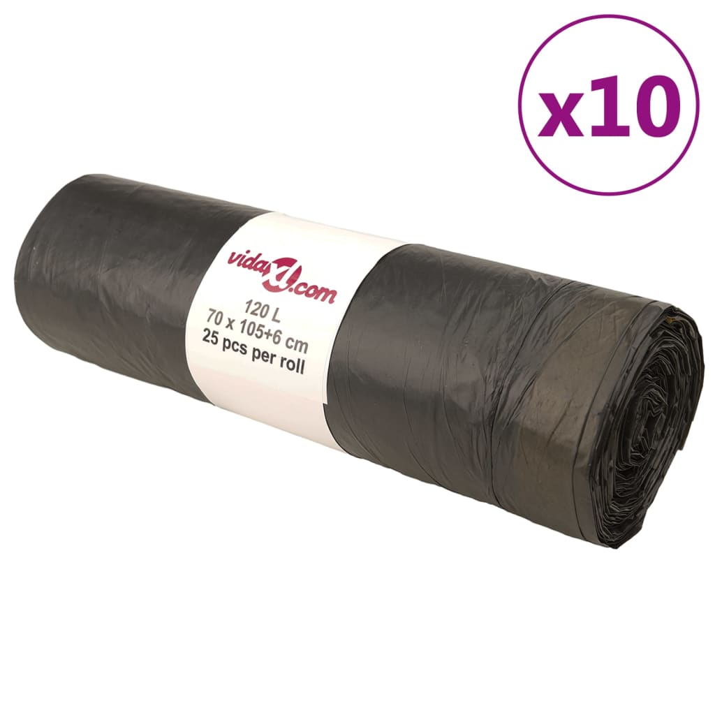 affaldsposer med lukkesnor 250 stk. 120 l sort billede