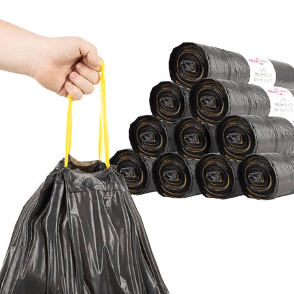affaldsposer med lukkesnor 250 stk. 120 l sort