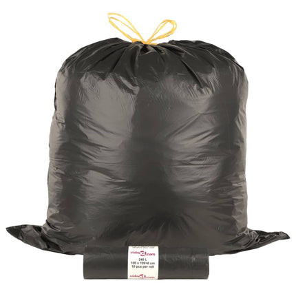 affaldsposer med lukkesnor 150 stk. 240 l sort