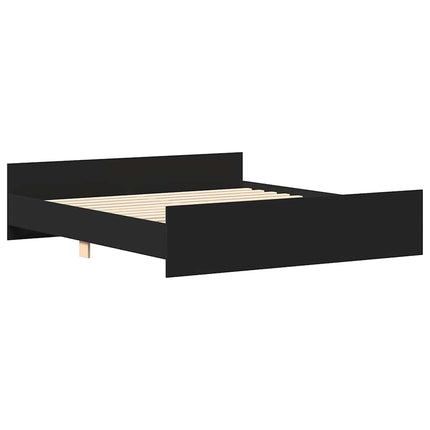 sengeramme med sengegavl og fodgærde 200x200 cm sort