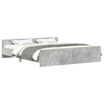 sengeramme med sengegavl og fodgærde 200x200 cm betongrå