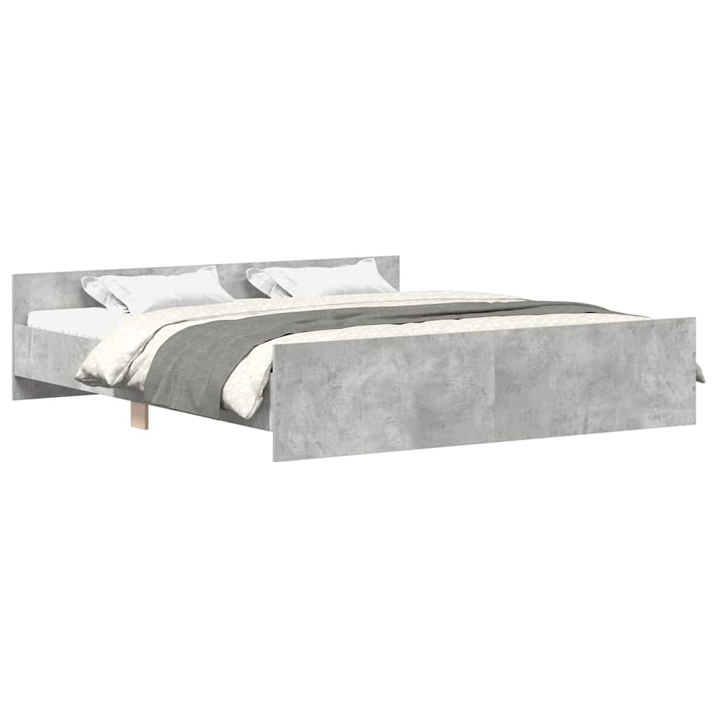 sengeramme med sengegavl og fodgærde 200x200 cm betongrå
