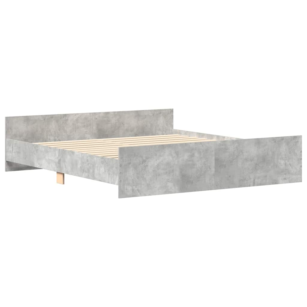 sengeramme med sengegavl og fodgærde 200x200 cm betongrå