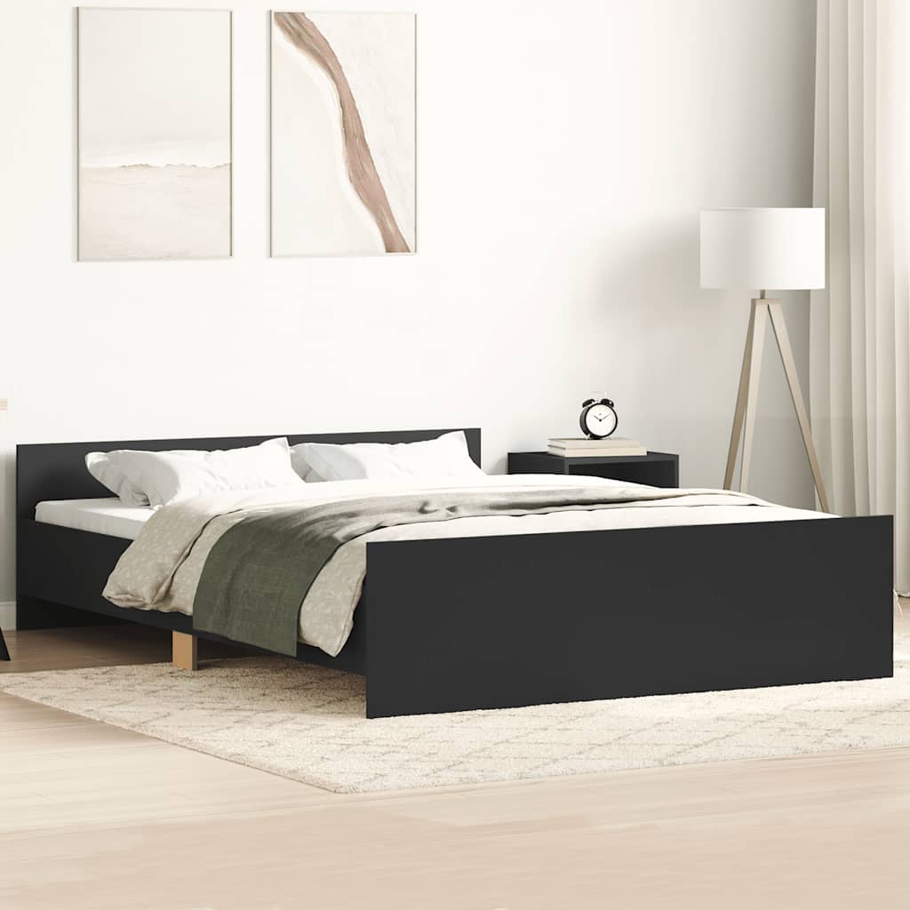 sengeramme med sengegavl og fodgærde 120x200 cm sort