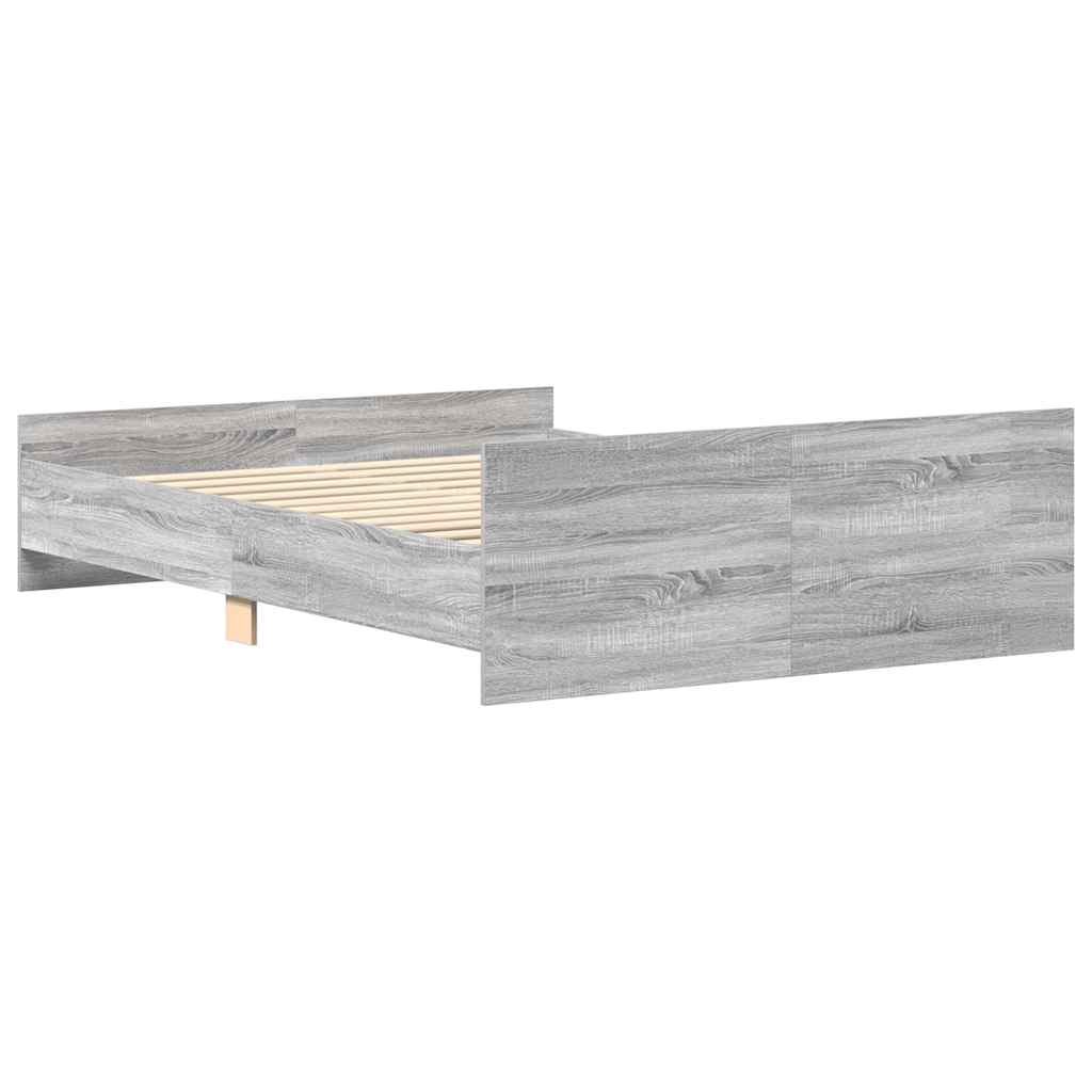 sengeramme med sengegavl og fodgærde 120x200 cm grå sonoma-eg