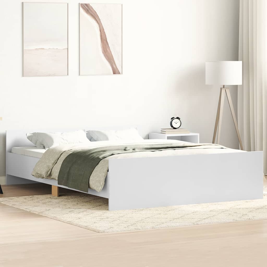sengeramme med sengegavl og fodgærde 140x200 cm hvid