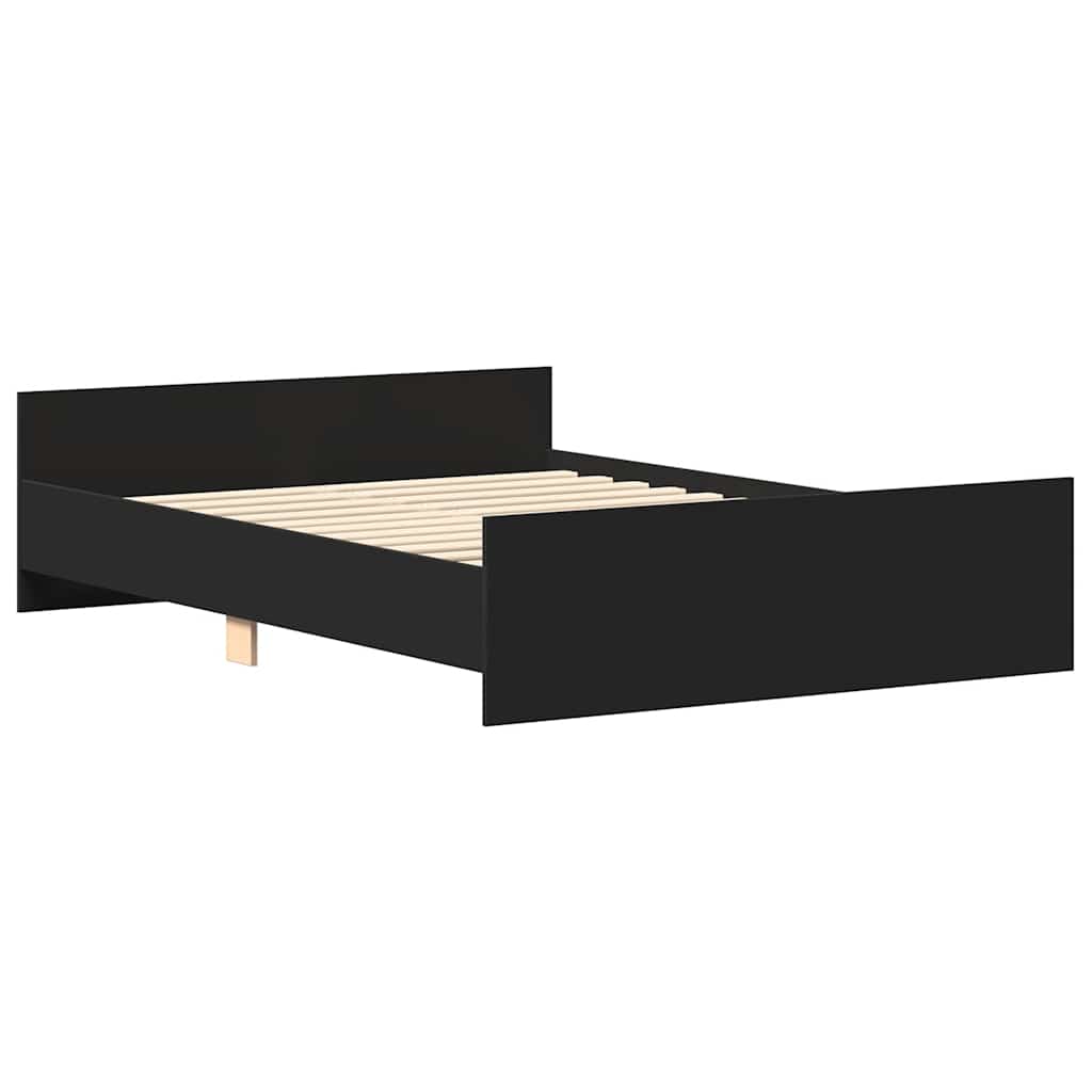 sengeramme med sengegavl og fodgærde 140x200 cm sort