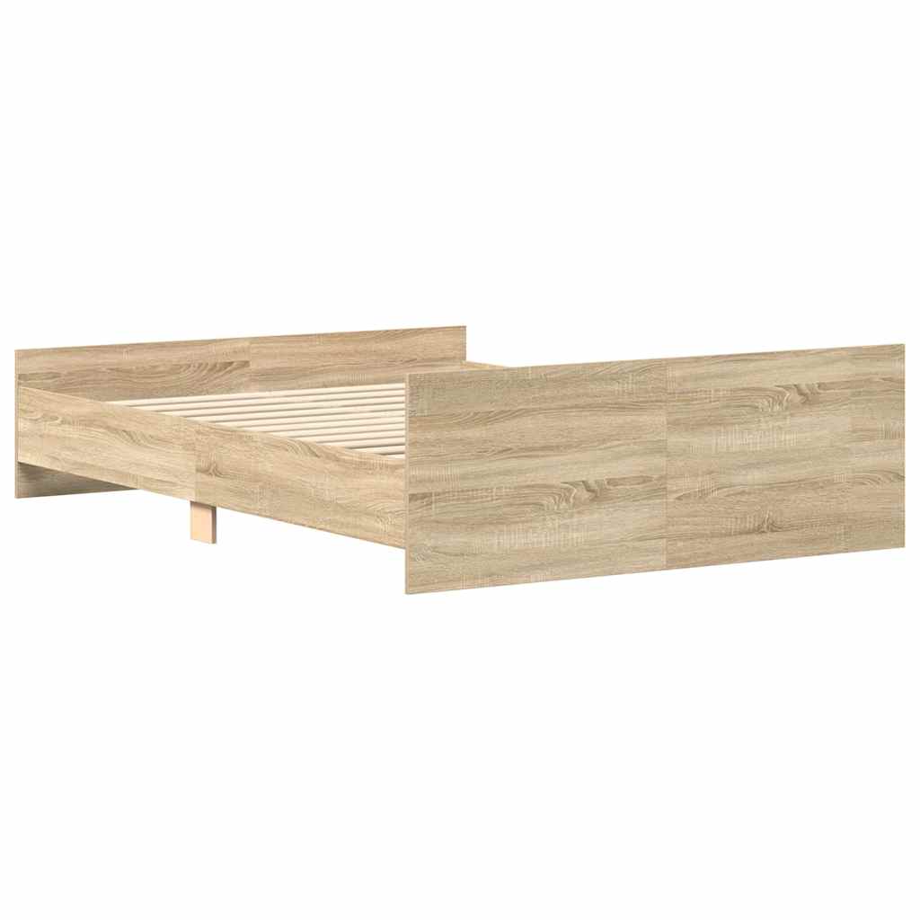 sengeramme med sengegavl og fodgærde 140x200 cm sonoma-eg