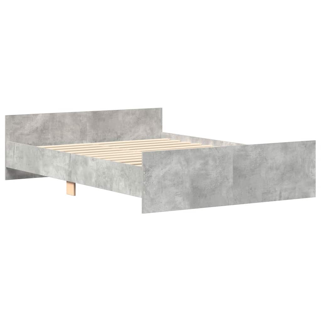 sengeramme med sengegavl og fodgærde 150x200 cm betongrå