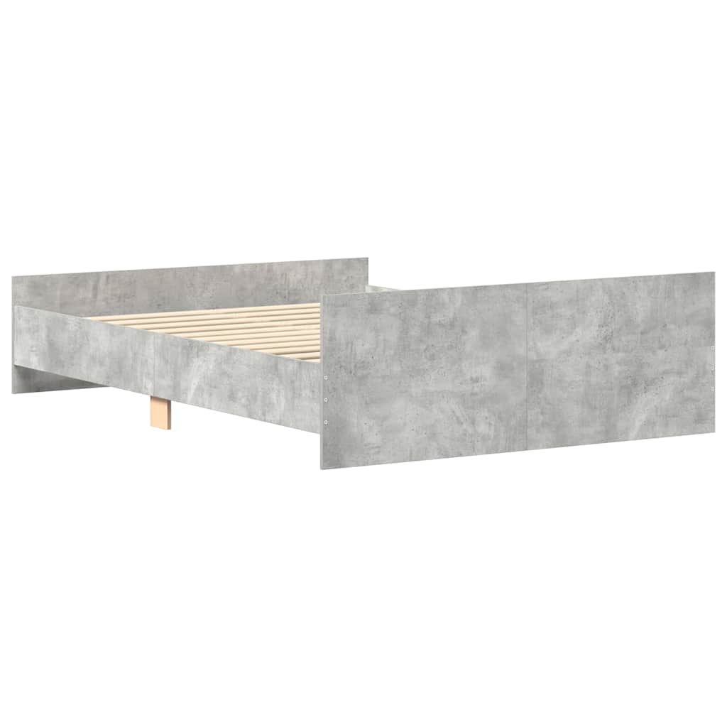 sengeramme med sengegavl og fodgærde 150x200 cm betongrå