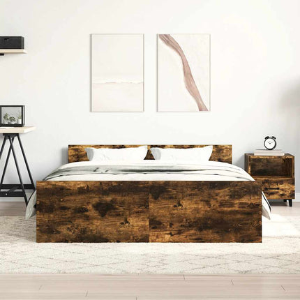 sengeramme med sengegavl og fodgærde 150x200 cm røget egetræ