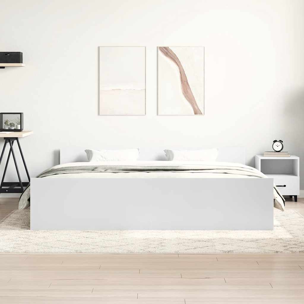 sengeramme med sengegavl og fodgærde 160x200 cm hvid