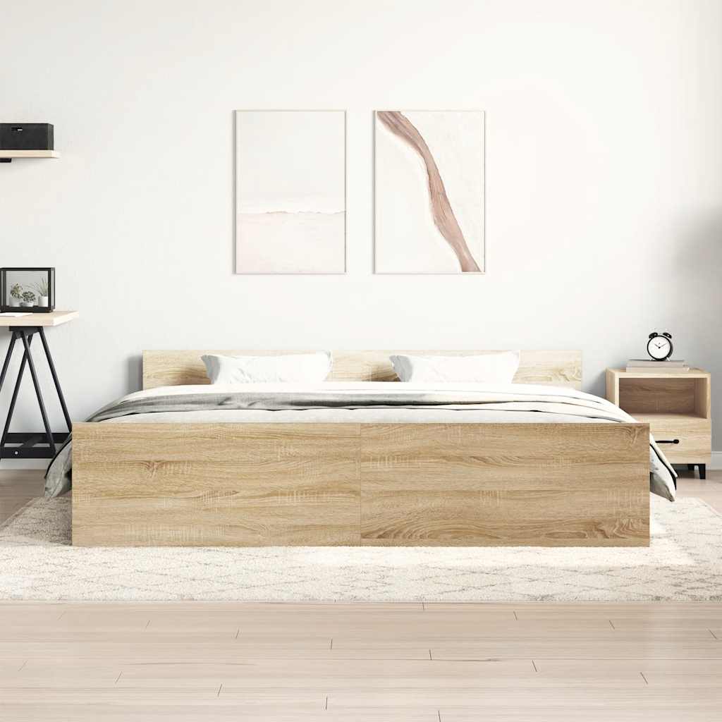 sengeramme med sengegavl og fodgærde 160x200 cm sonoma-eg