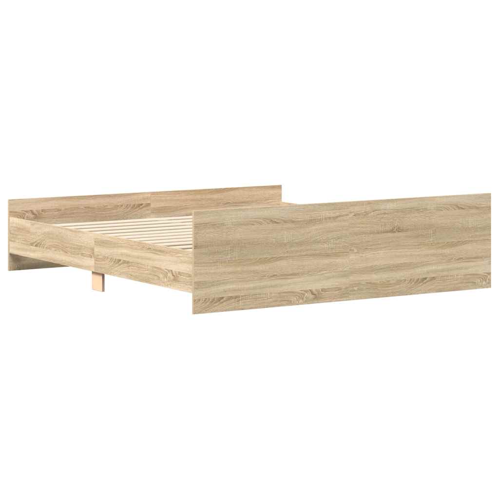 sengeramme med sengegavl og fodgærde 160x200 cm sonoma-eg