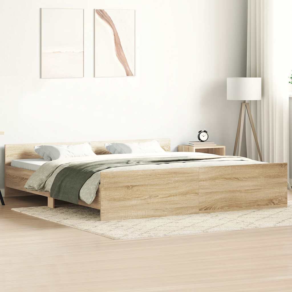 sengeramme med sengegavl og fodgærde 160x200 cm sonoma-eg