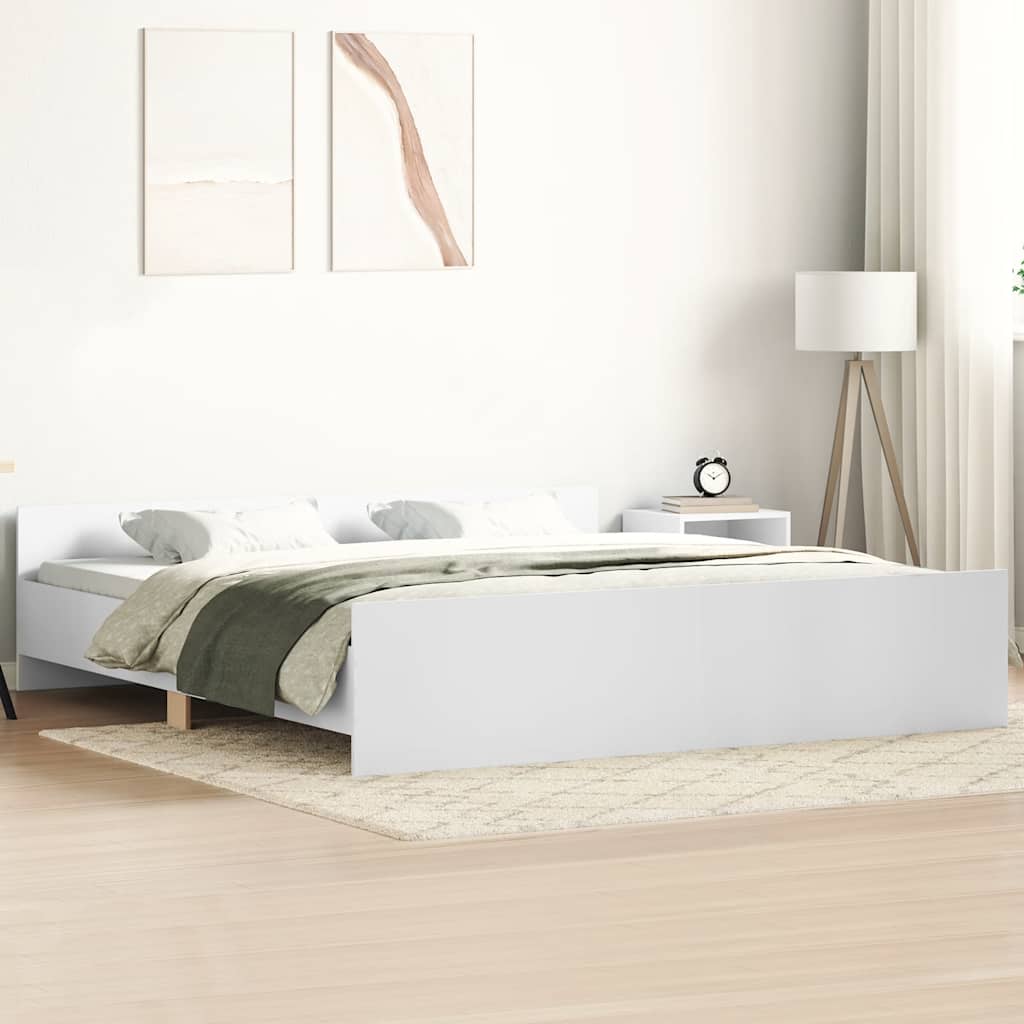 sengeramme med sengegavl og fodgærde 180x200 cm hvid
