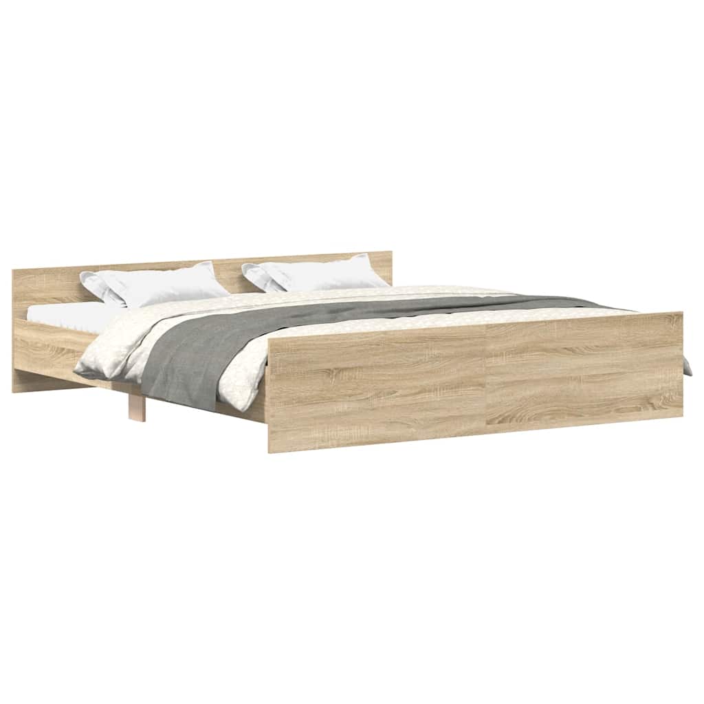 sengeramme med sengegavl og fodgærde 180x200 cm sonoma-eg