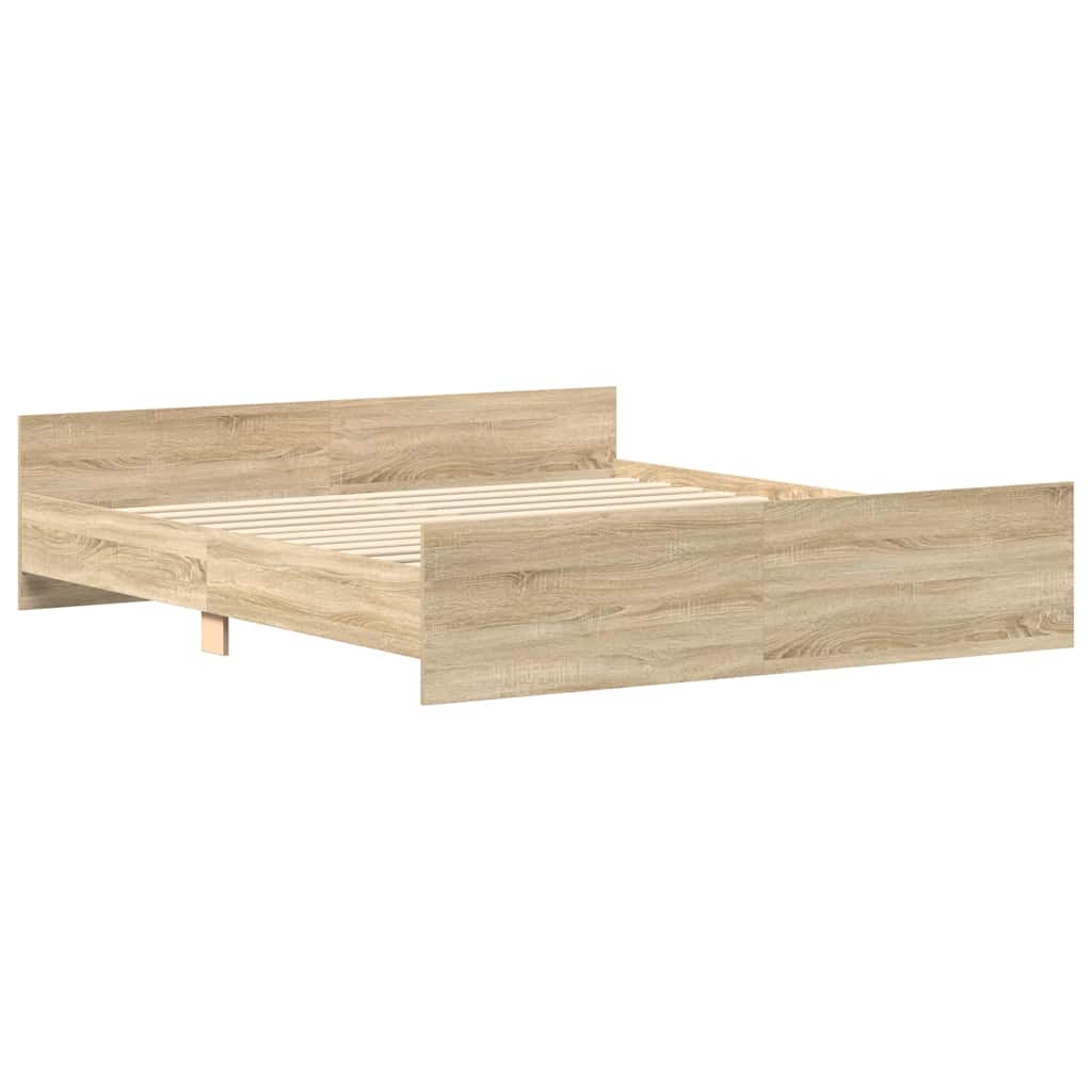 sengeramme med sengegavl og fodgærde 180x200 cm sonoma-eg