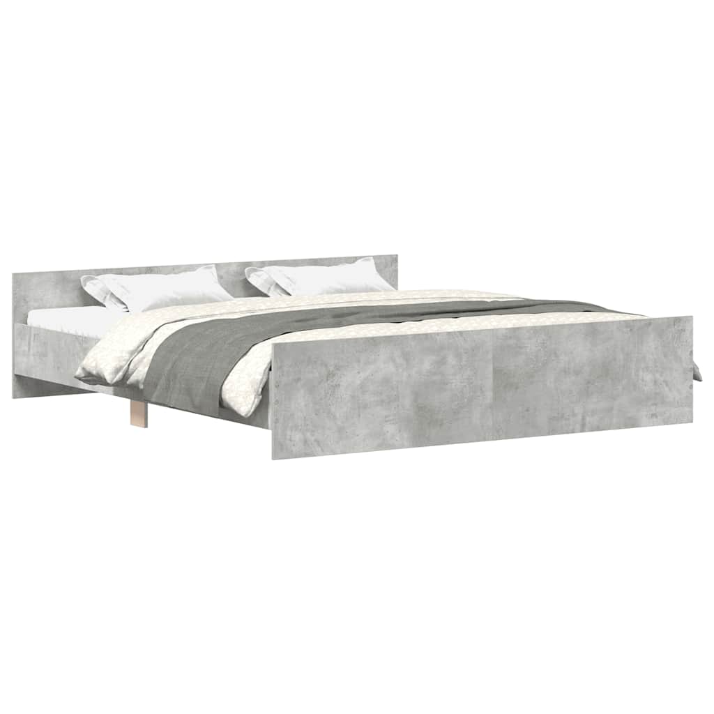 sengeramme med sengegavl og fodgærde 180x200 cm betongrå