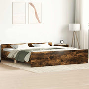 sengeramme med sengegavl og fodgærde 180x200 cm røget egetræ