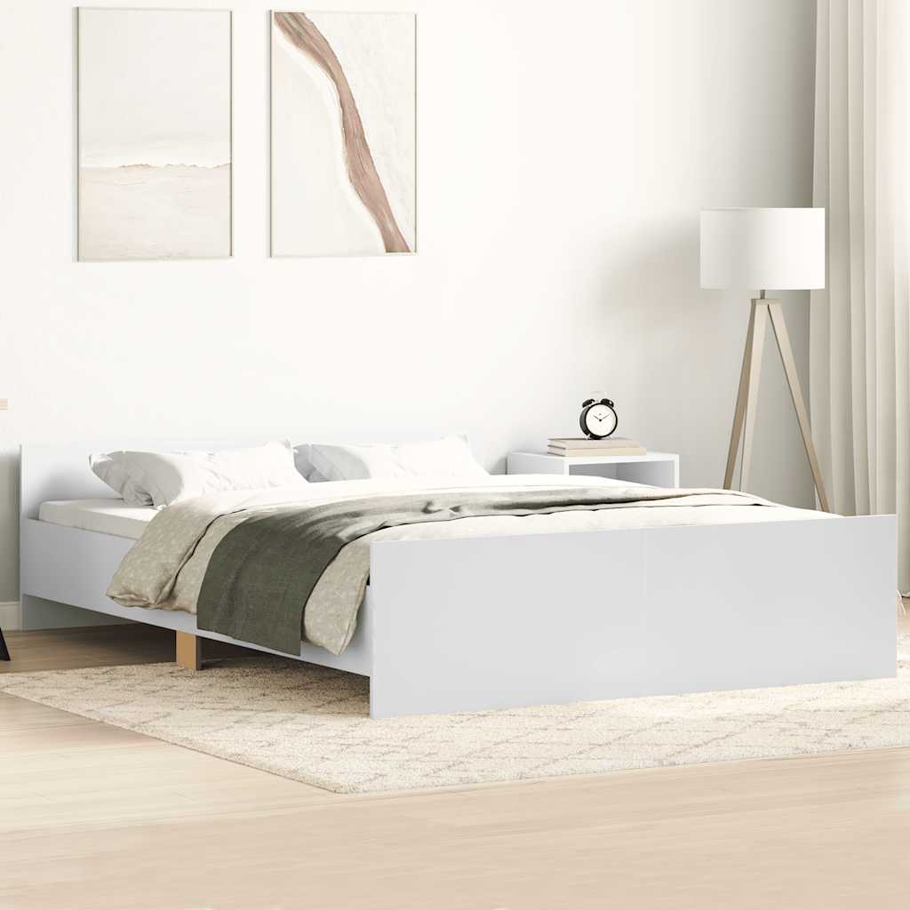 sengeramme med sengegavl og fodgærde 120x190 cm hvid