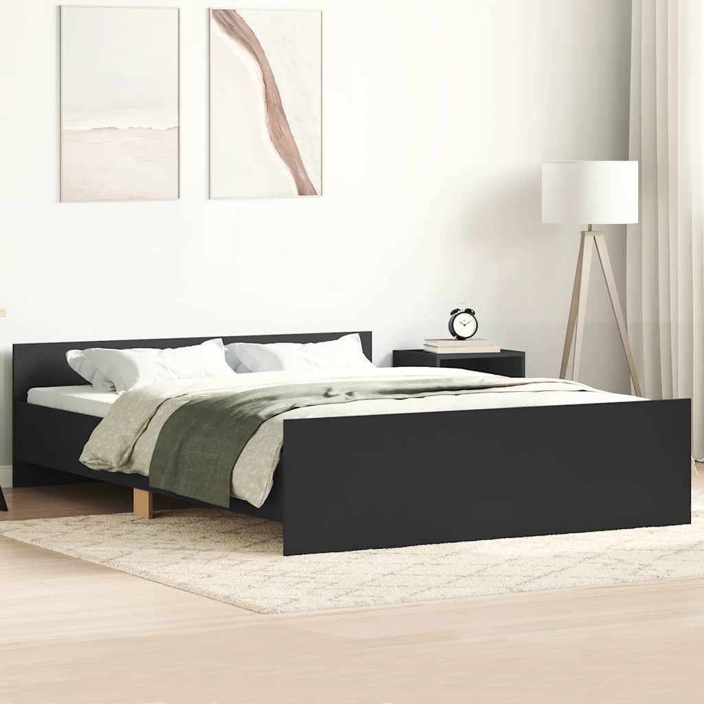 sengeramme med sengegavl og fodgærde 120x190 cm sort