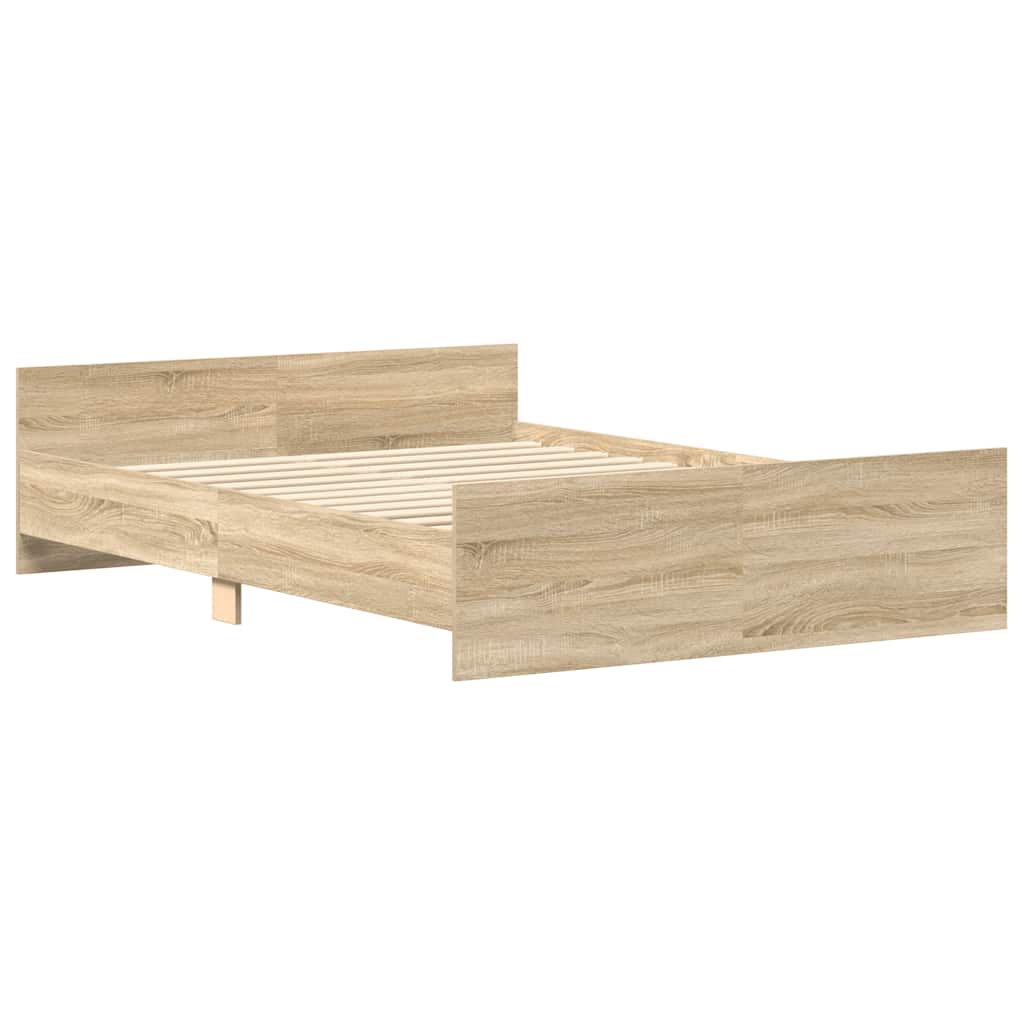 sengeramme med sengegavl og fodgærde 120x190 cm sonoma-eg