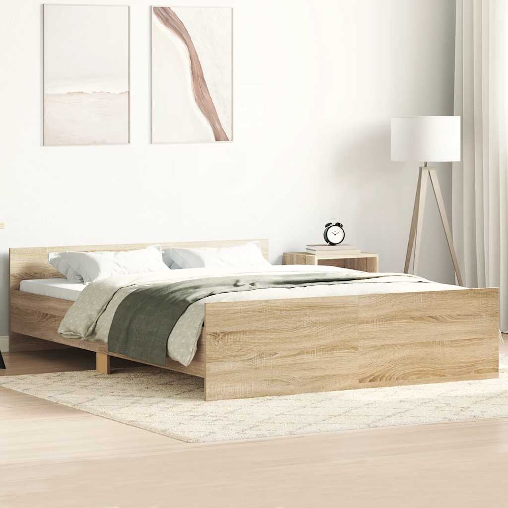 sengeramme med sengegavl og fodgærde 120x190 cm sonoma-eg