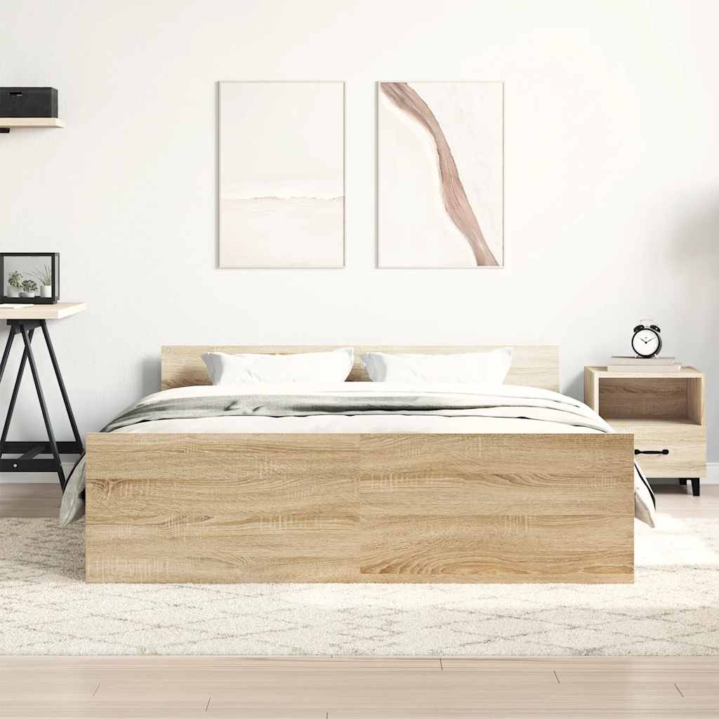 sengeramme med sengegavl og fodgærde 120x190 cm betongrå