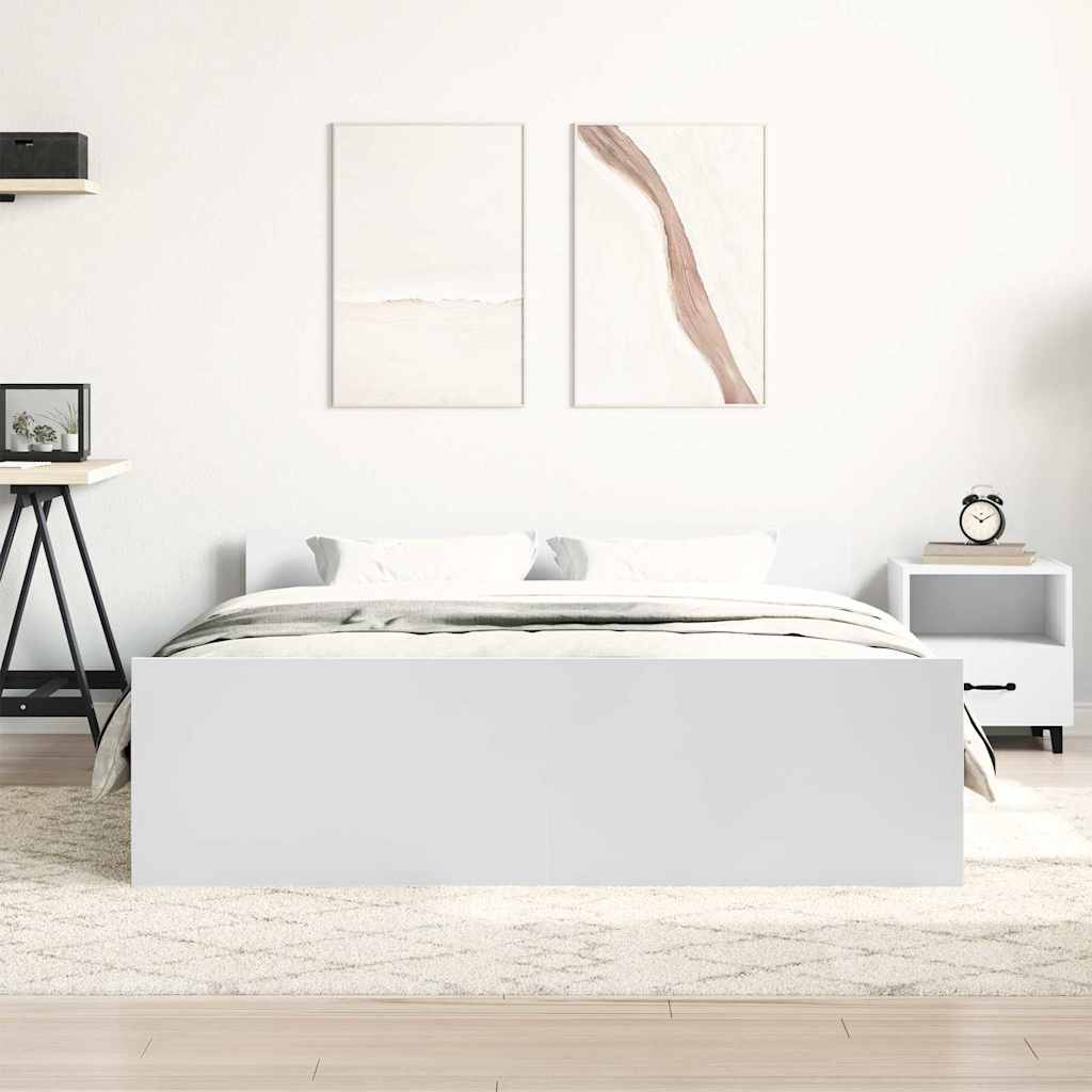 sengeramme med sengegavl og fodgærde 140x190 cm hvid