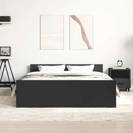 sengeramme med sengegavl og fodgærde 140x190 cm sort