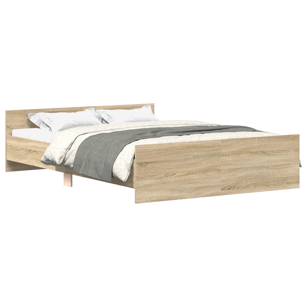 sengeramme med sengegavl og fodgærde 140x190 cm sonoma-eg