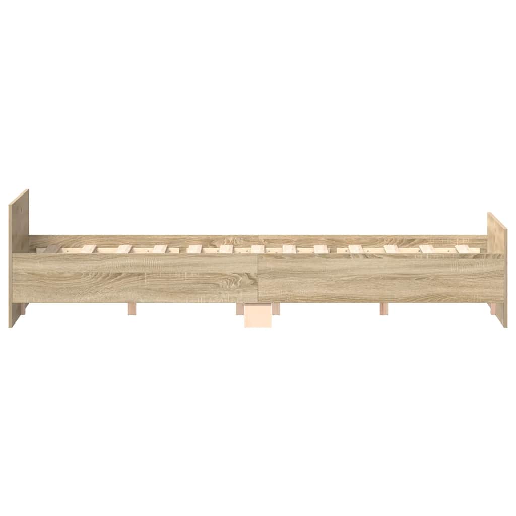 sengeramme med sengegavl og fodgærde 140x190 cm sonoma-eg
