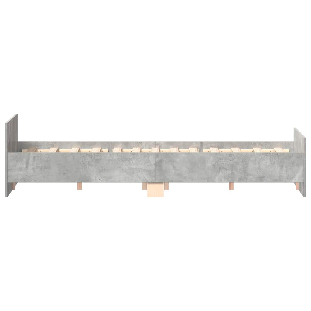 sengeramme med sengegavl og fodgærde 140x190 cm betongrå