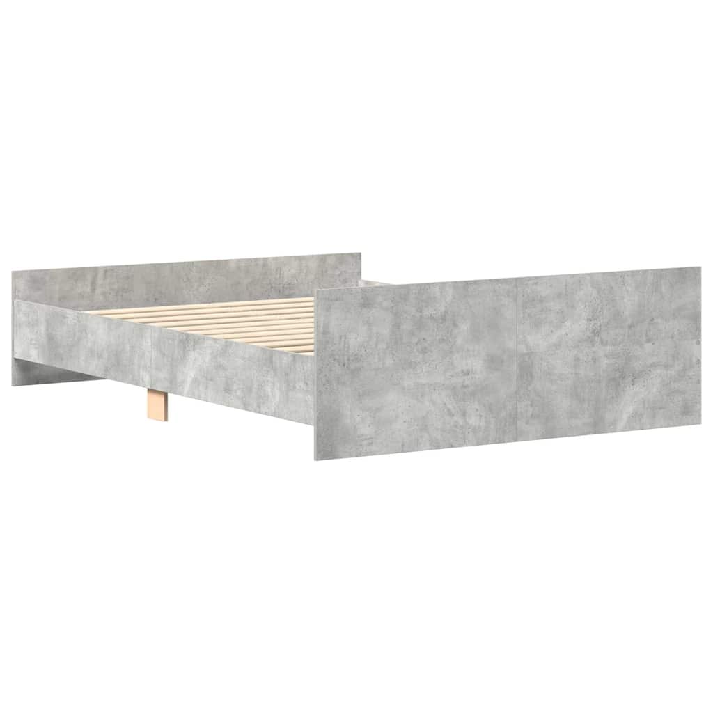 sengeramme med sengegavl og fodgærde 140x190 cm betongrå