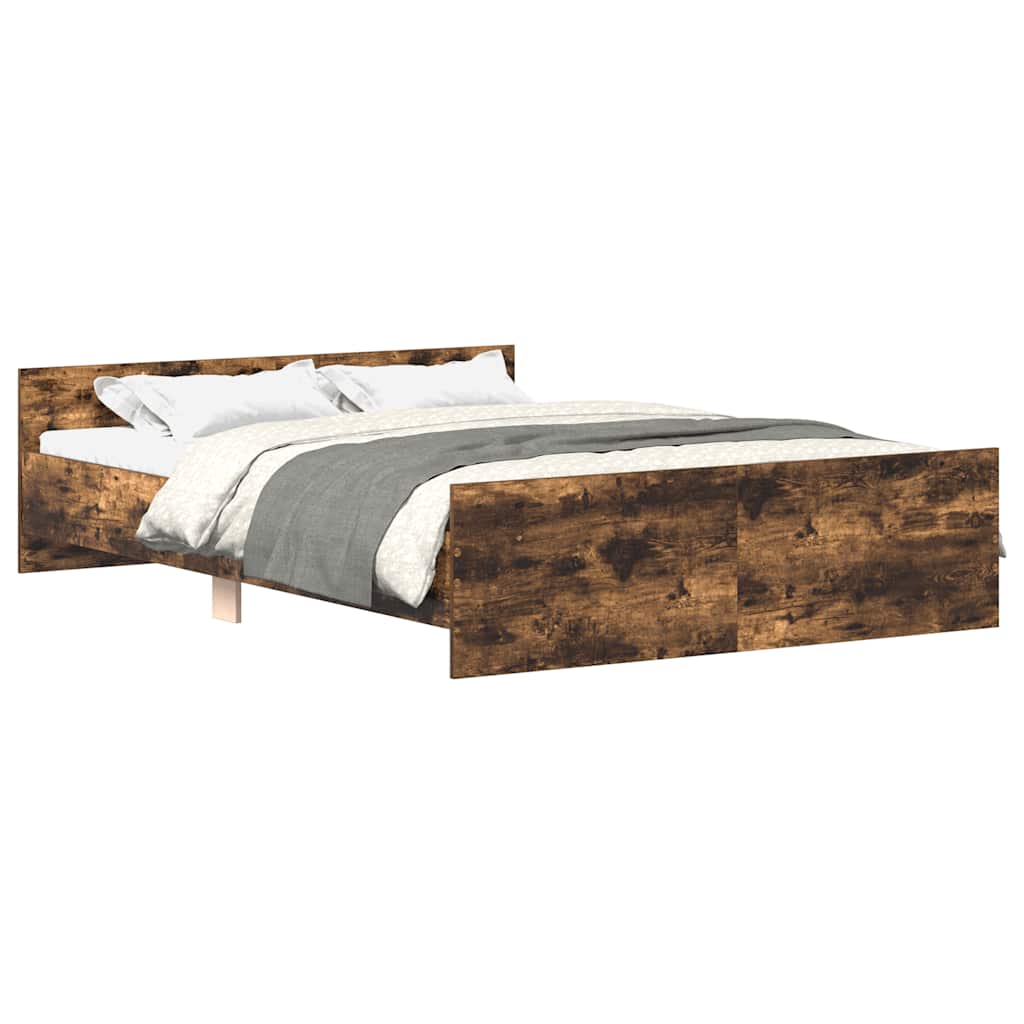 sengeramme med sengegavl og fodgærde 140x190 cm røget egetræ