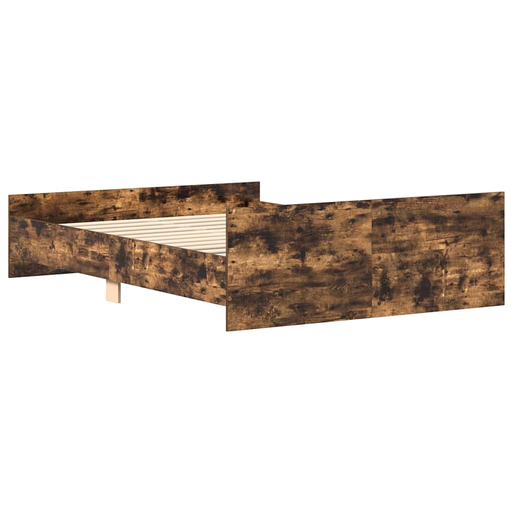 sengeramme med sengegavl og fodgærde 140x190 cm røget egetræ