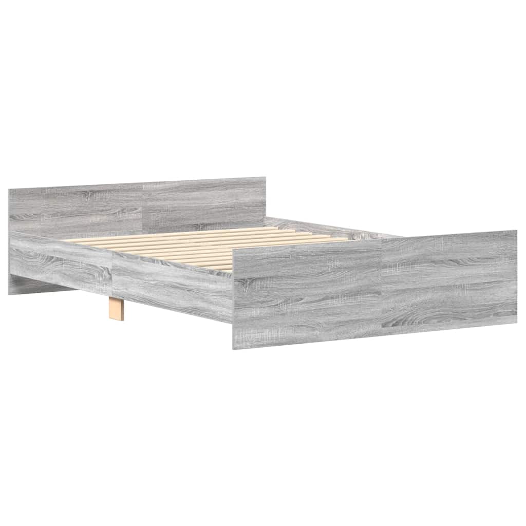 sengeramme med sengegavl og fodgærde 140x190 cm grå sonoma-eg