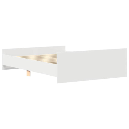sengeramme med sengegavl og fodgærde 135x190 cm hvid