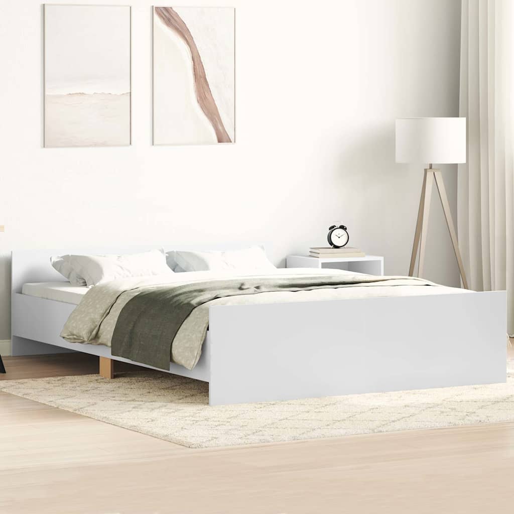 sengeramme med sengegavl og fodgærde 135x190 cm hvid